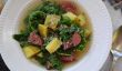 Saucisse portugais, soupe Kale et pommes de terre