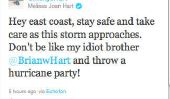 Ouragan Irene: Tweets de Celebrity de la tempête de Real Housewives à de véritables stars