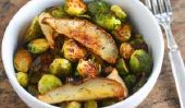 Puissant alimentaire: Choux de Bruxelles rôtis avec poires et échalotes