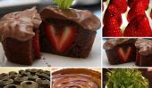 Cupcakes au chocolat avec une fraise Centre Surprise