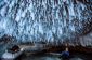 Formations de glace imprenable sur le lac Supérieur grotte de glace