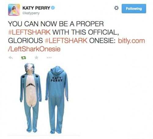 Les meilleures nouvelles!  Katy Perry vend onesies officielles Gauche Shark