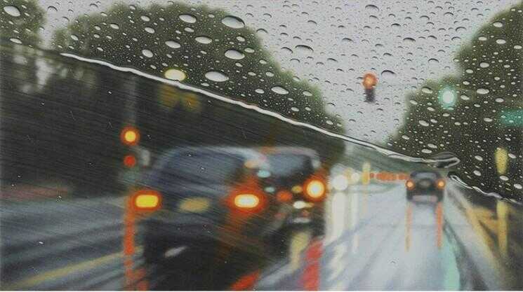 Dessins hyperréalistes de la pluie sur pare-brise par Elizabeth Patterson