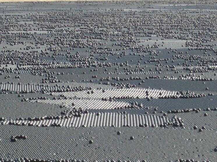 Ivanhoe Reservoir couverts de 400.000 balles en plastique noir
