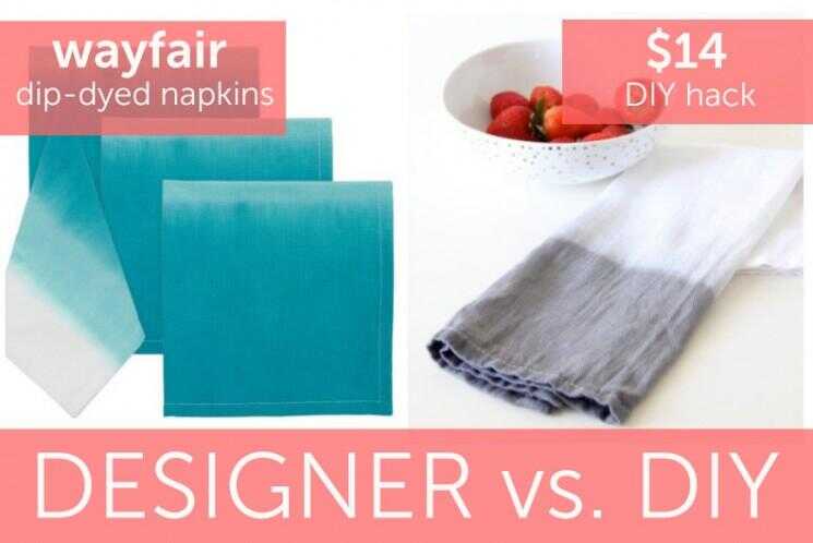 Designer vs. DIY: Assurez-Dip Dyed serviettes pour le Juste $ 14
