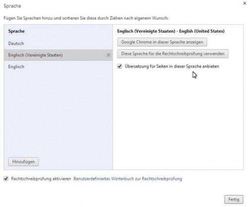 Situé dans Chrome traduction automatique comme "allemand" - comment cela fonctionne: